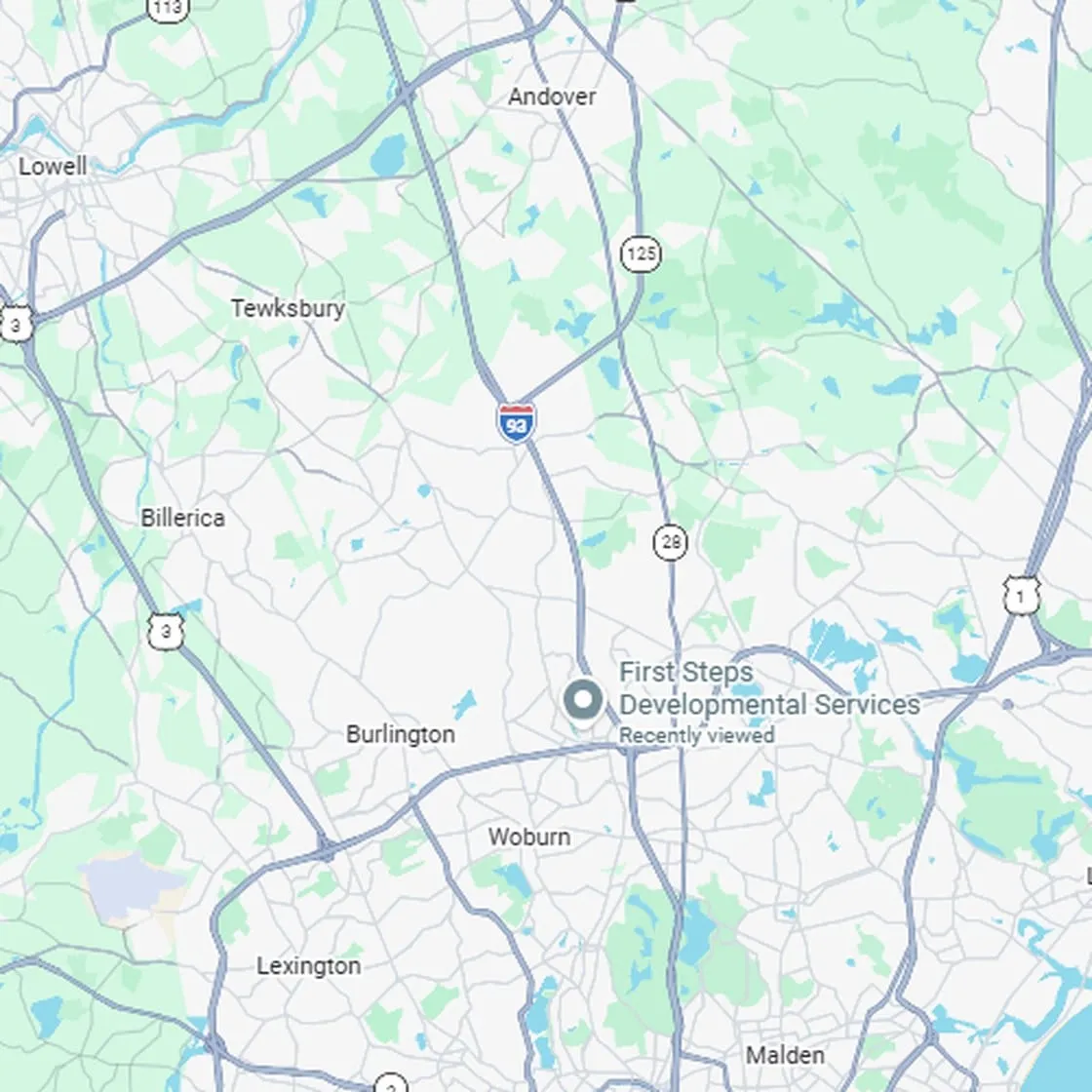Map of Woburn, MA and surrounding towns
