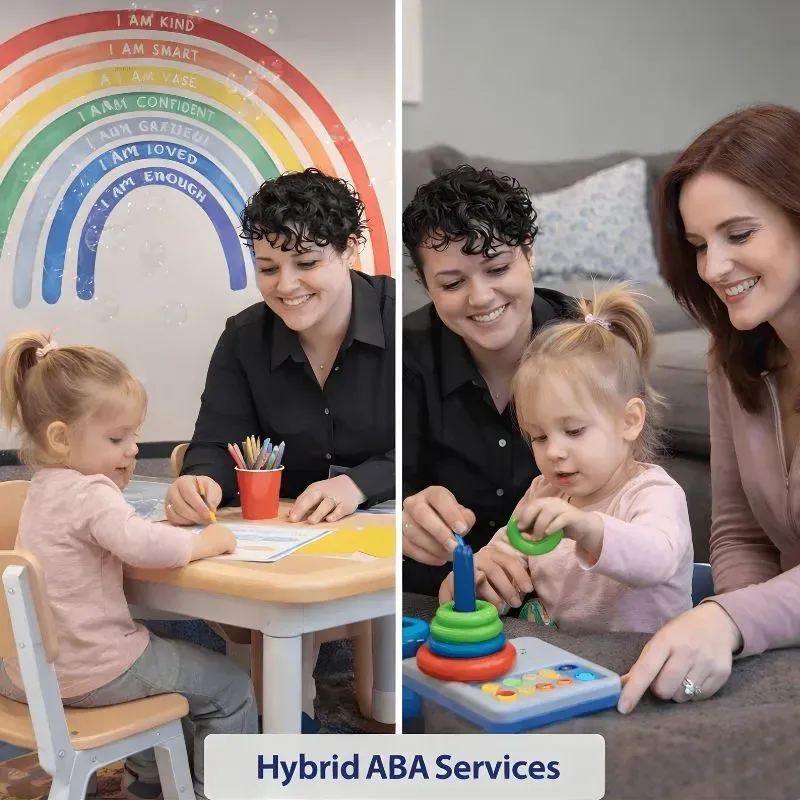Hybrid ABA therapy combining home and center sessions for young children