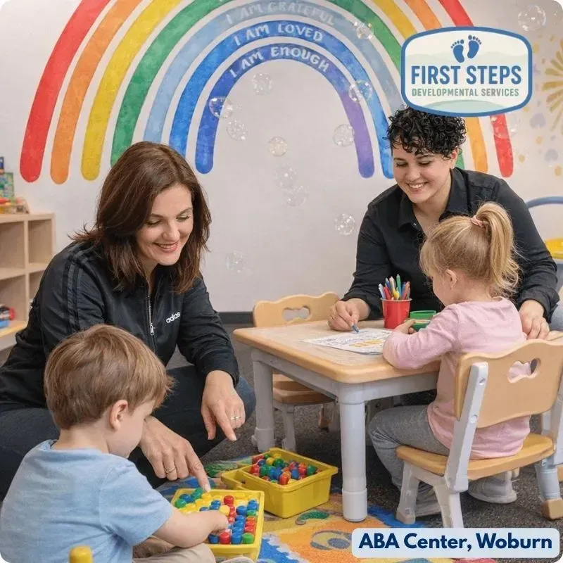 Half-day ABA therapy program at First Steps Developmental Services center in Woburn, MA