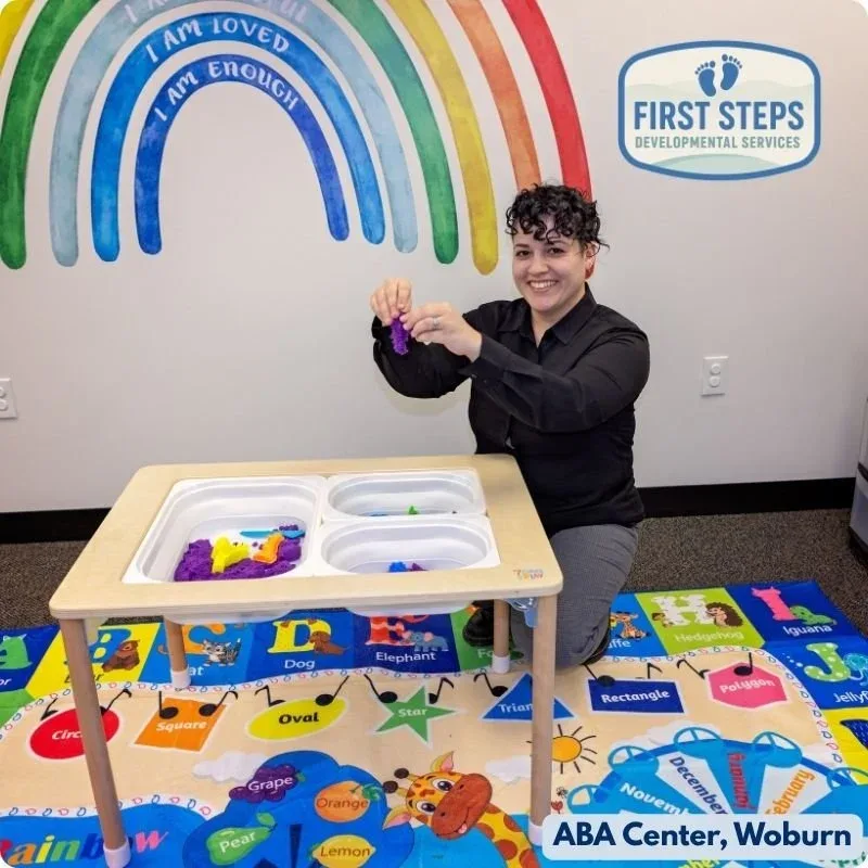 Home-based ABA therapy for toddler with therapist at home